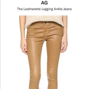 AG Skinny Ankle Leatherette Caramel 26 NWT